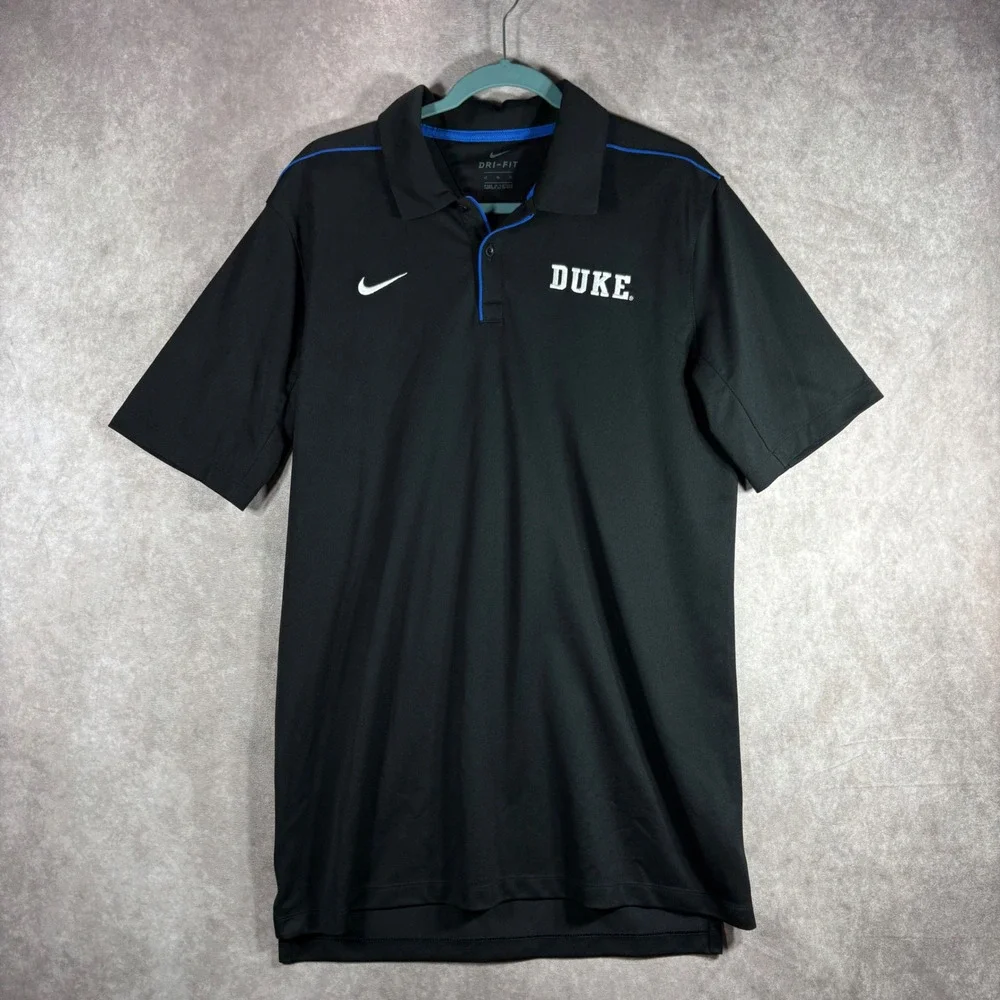 Nike Polo Shirt Mens Size LT Black Duke Blue Devils Dri-Fit Golf Sports College